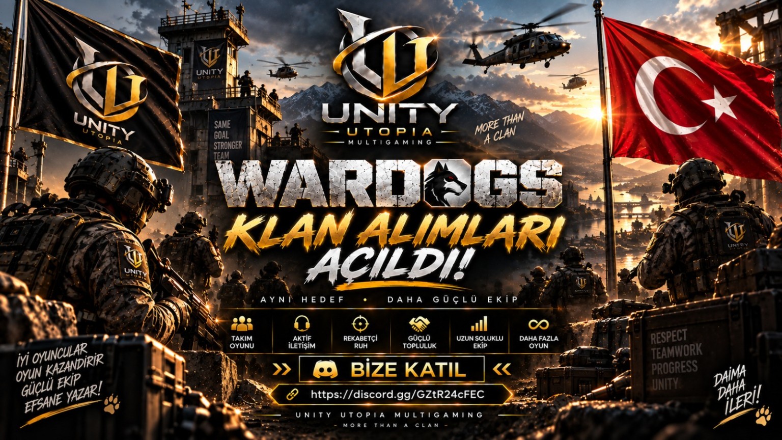 Unity Utopia War Dogs klan alımı afişi